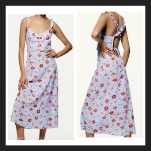 Zara Printed Linen Blend Floral Dress